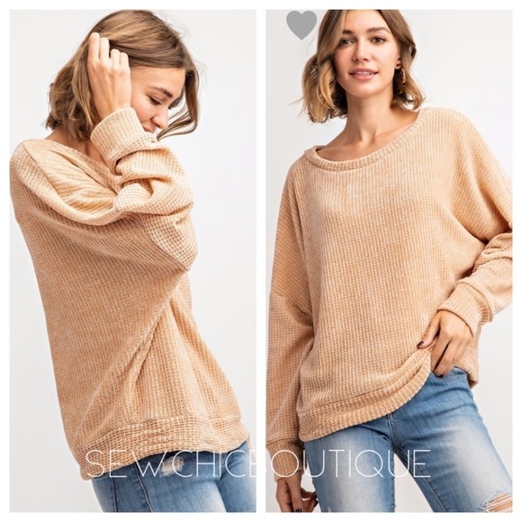MUSHROOM Long Sleeve Knit Slouchy Dolman - Picture 1 of 7